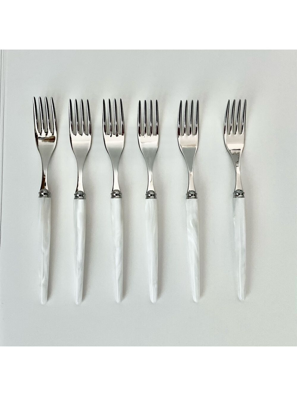 NWOT CAPDECO Elegant Tang White Dining Fork Set of 6
